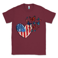 Burgundy 4th of july american flag heart butterfly Classic Tee - MaliasSmallBusiness