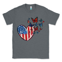 Charcoal Heather 4th of july american flag heart butterfly Classic Tee - MaliasSmallBusiness