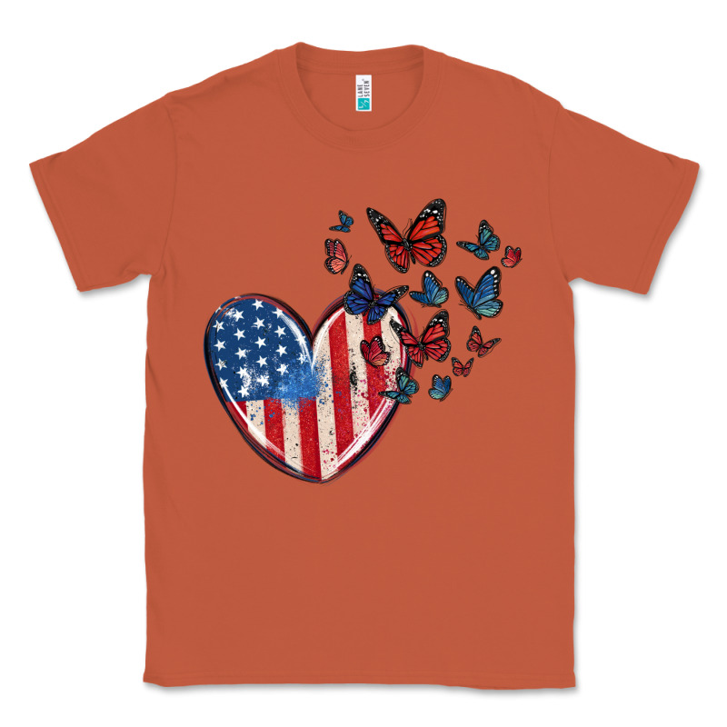 4th Of July American Flag Heart Butterfly Classic Tee by MaliasSmallBusiness | Teevron