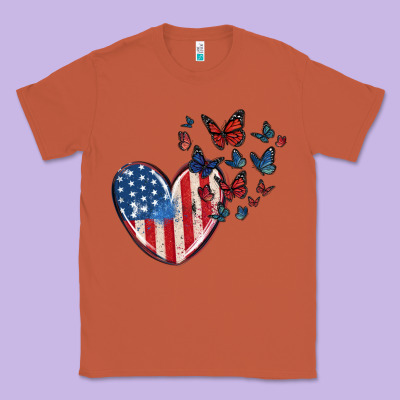 4th Of July American Flag Heart Butterfly Classic Tee Designed By Maliassmallbusiness