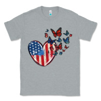 Heather Grey 4th of july american flag heart butterfly Classic Tee - MaliasSmallBusiness