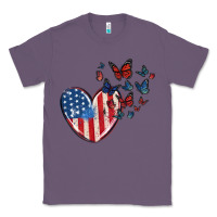 Lavender 4th of july american flag heart butterfly Classic Tee - MaliasSmallBusiness