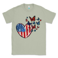 Matcha 4th of july american flag heart butterfly Classic Tee - MaliasSmallBusiness