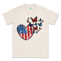 Natural 4th of july american flag heart butterfly Classic Tee - MaliasSmallBusiness