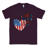 Plum 4th of july american flag heart butterfly Classic Tee - MaliasSmallBusiness