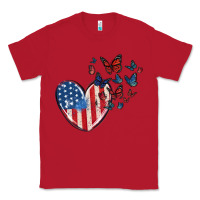 Red 4th of july american flag heart butterfly Classic Tee - MaliasSmallBusiness