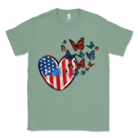 Sage 4th of july american flag heart butterfly Classic Tee - MaliasSmallBusiness