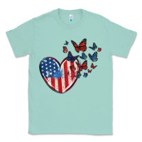 Seafoam 4th of july american flag heart butterfly Classic Tee - MaliasSmallBusiness