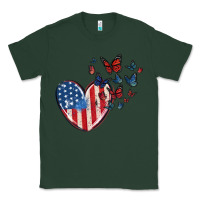 Sports Green 4th of july american flag heart butterfly Classic Tee - MaliasSmallBusiness