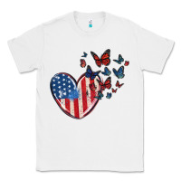 White 4th of july american flag heart butterfly Classic Tee - MaliasSmallBusiness