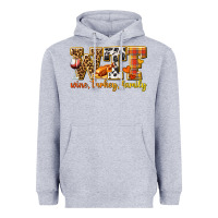 Heather Grey WTF Wine Turkey Family Heavyweight Hoodie - texasbilliewilder