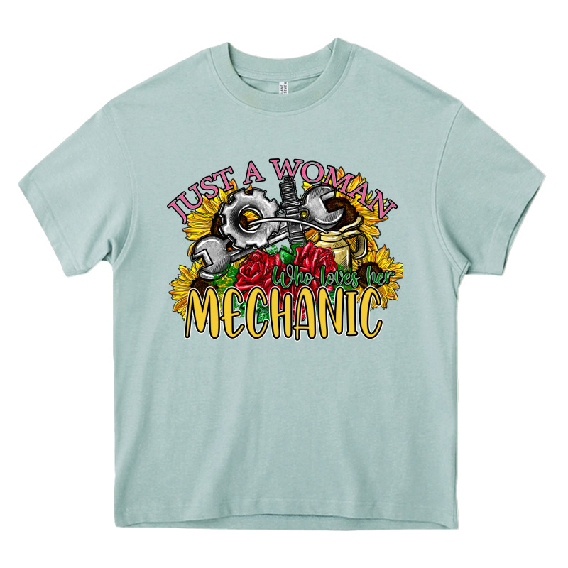 Just A Woman Who Loves Her Mechanic Heavy Core Tee by SublimationCraftShop | Teevron