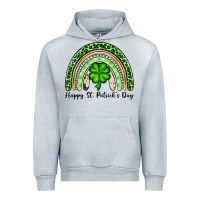 Heather Grey Happy St. Patrick's Day rainbow Urban Hoodie - OliviaCreatesArt