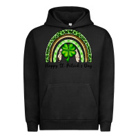 Pigment Black Happy St. Patrick's Day rainbow Urban Hoodie - OliviaCreatesArt