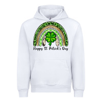 White Happy St. Patrick's Day rainbow Urban Hoodie - OliviaCreatesArt