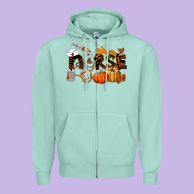Fall Nurse Zipper Hoodie Designed By Lillyallendesigns