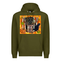 Army Green crow and deer hunting fall camouflage Premium Hoodie - TumblerDesignByShophia