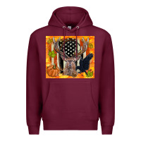 Burgundy crow and deer hunting fall camouflage Premium Hoodie - TumblerDesignByShophia