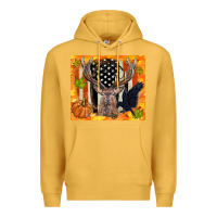 Mustard crow and deer hunting fall camouflage Premium Hoodie - TumblerDesignByShophia