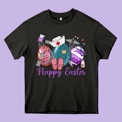 Happy Easter Eggs Nurse N Heavy Core Tee Designed By Neo Western