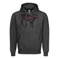 Charcoal Heather Black Angus Calf Illustrations Zipper Hoodie - LillyAllenDesigns