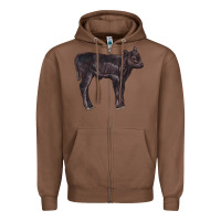 Chestnut Black Angus Calf Illustrations Zipper Hoodie - LillyAllenDesigns