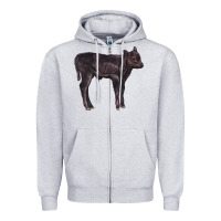 Heather Grey Black Angus Calf Illustrations Zipper Hoodie - LillyAllenDesigns
