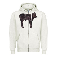 Oatmeal Heather Black Angus Calf Illustrations Zipper Hoodie - LillyAllenDesigns