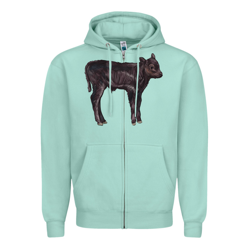 Black Angus Calf Illustrations Zipper Hoodie by LillyAllenDesigns | Teevron