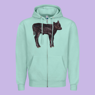 Black Angus Calf Illustrations Zipper Hoodie Designed By Lillyallendesigns