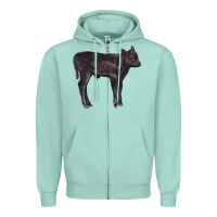Seafoam Black Angus Calf Illustrations Zipper Hoodie - LillyAllenDesigns