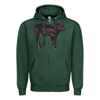 Sports Green Black Angus Calf Illustrations Zipper Hoodie - LillyAllenDesigns