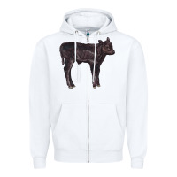 White Black Angus Calf Illustrations Zipper Hoodie - LillyAllenDesigns