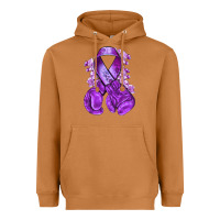 Meerkat purple ribbon with boxing gloves Heavyweight Hoodie - NancyCooperArtShop