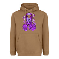Toasted Coconut purple ribbon with boxing gloves Heavyweight Hoodie - NancyCooperArtShop