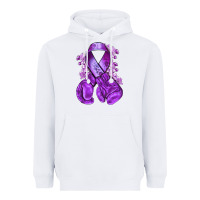 White purple ribbon with boxing gloves Heavyweight Hoodie - NancyCooperArtShop