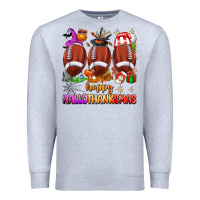 Heather Grey happy hallothanksmas football Premium Sweatshirt - texasbilliewilder
