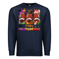 Navy happy hallothanksmas football Premium Sweatshirt - texasbilliewilder