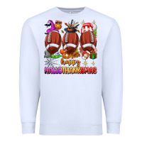 White happy hallothanksmas football Premium Sweatshirt - texasbilliewilder