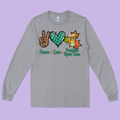 Peace Love Pumpkin Spice Latte Long Sleeve Tee Designed By Nancycooperartshop