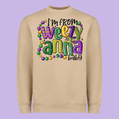 I'm From Weezy Anna Baby Mardi Gras Heavyweight Sweatshirt Designed By Maliassmallbusiness