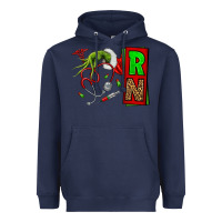 Navy Christmas Character  Nurse Heavyweight Hoodie - NancyCooperArtShop