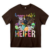 Chocolate Brown happy easter heifer Heavy Core Tee - Neo Western
