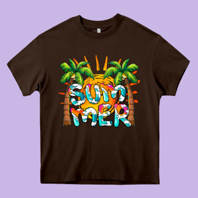 Summer Waves And Sun Heavy Core Tee Designed By Barkaloodesign