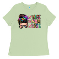 Matcha wife mom boss messy bun Ladies Tee - Zillion Design Studio