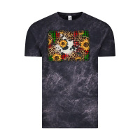 Cloud Black distressed christmas sunflowers leopard cowhide background Vintage Tee - Jasminsmagicworld