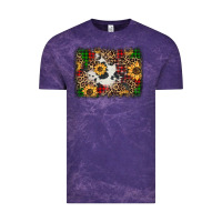 Cloud Purple distressed christmas sunflowers leopard cowhide background Vintage Tee - Jasminsmagicworld