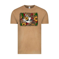Vintage Camel distressed christmas sunflowers leopard cowhide background Vintage Tee - Jasminsmagicworld