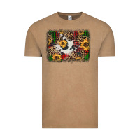 Vintage Coffee distressed christmas sunflowers leopard cowhide background Vintage Tee - Jasminsmagicworld