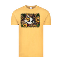 Vintage Mustard distressed christmas sunflowers leopard cowhide background Vintage Tee - Jasminsmagicworld